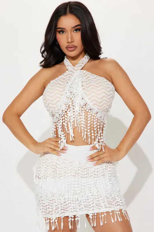 Ultimate Fringe Skirt Set - White sold by Fashion Nova