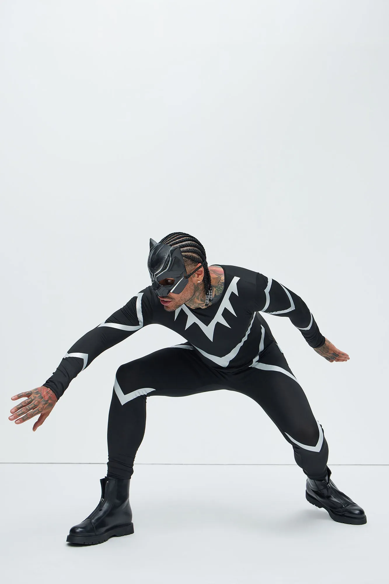 Panther Hero Costume - Black/Silver sold by Fashion Nova