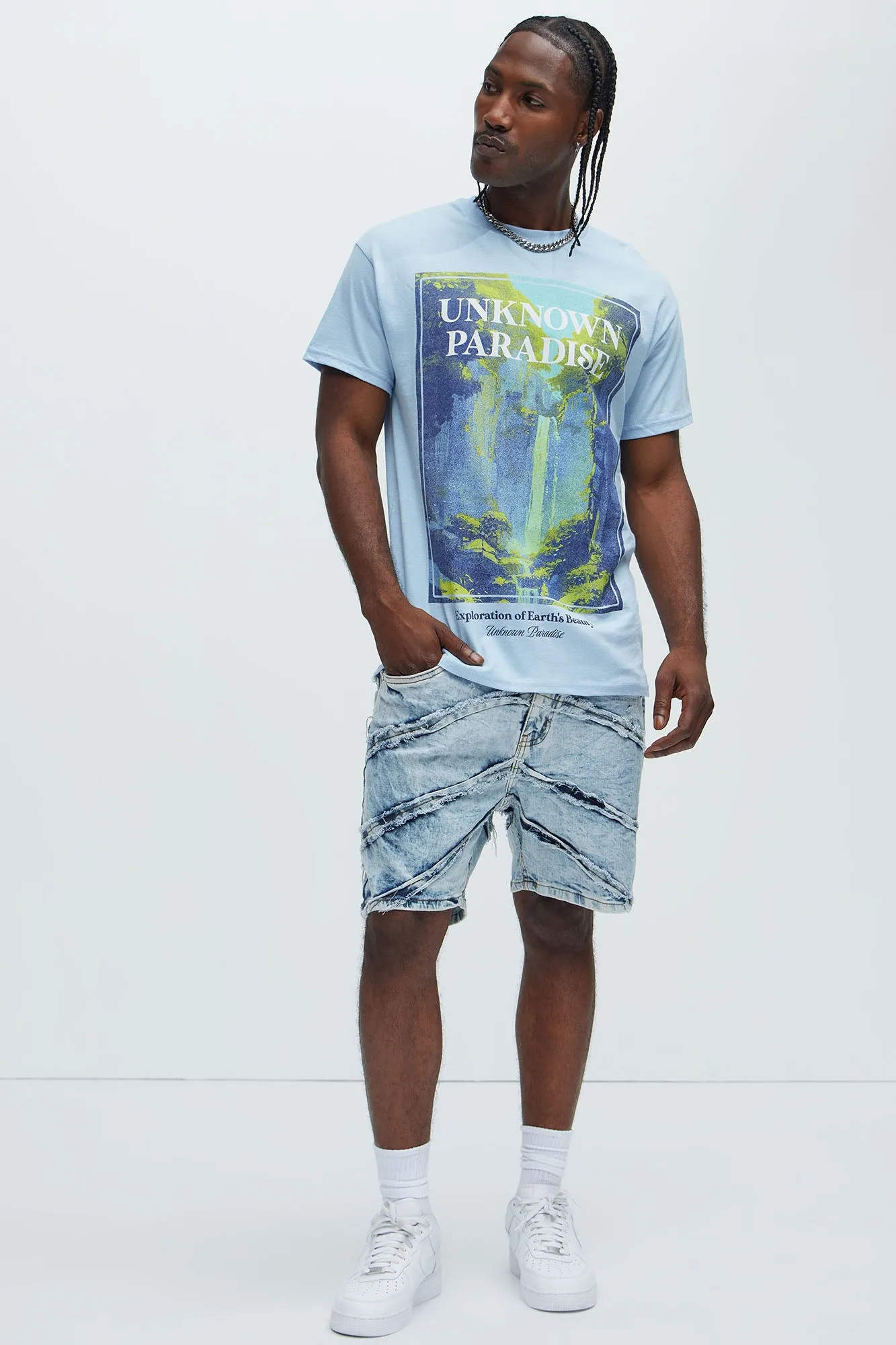 Unknown Paradise Short Sleeve Tee - Light Blue sold by Fashion Nova product image thumbnail 2