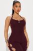Same Heart Ribbed Jumpsuit - Wine sold by Fashion Nova