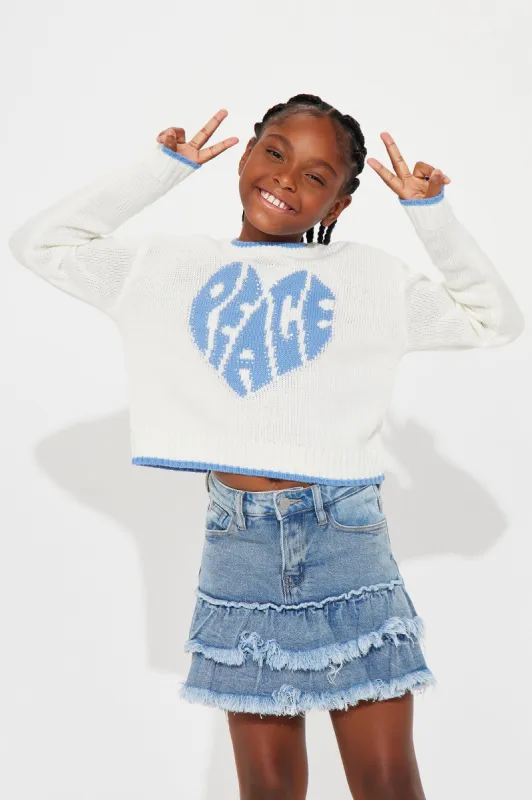 Mini Loving Peace Embellished Pullover Sweater - Ivory/combo sold by Fashion Nova