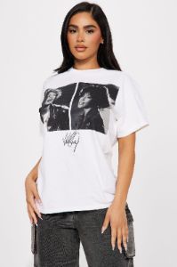 Whitney Houston Photoreal Graphic Tee - Beige sold by Fashion Nova
