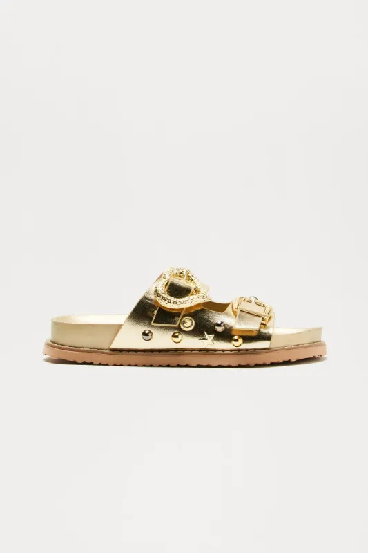 All And All Buckles Slides - Gold sold by Fashion Nova