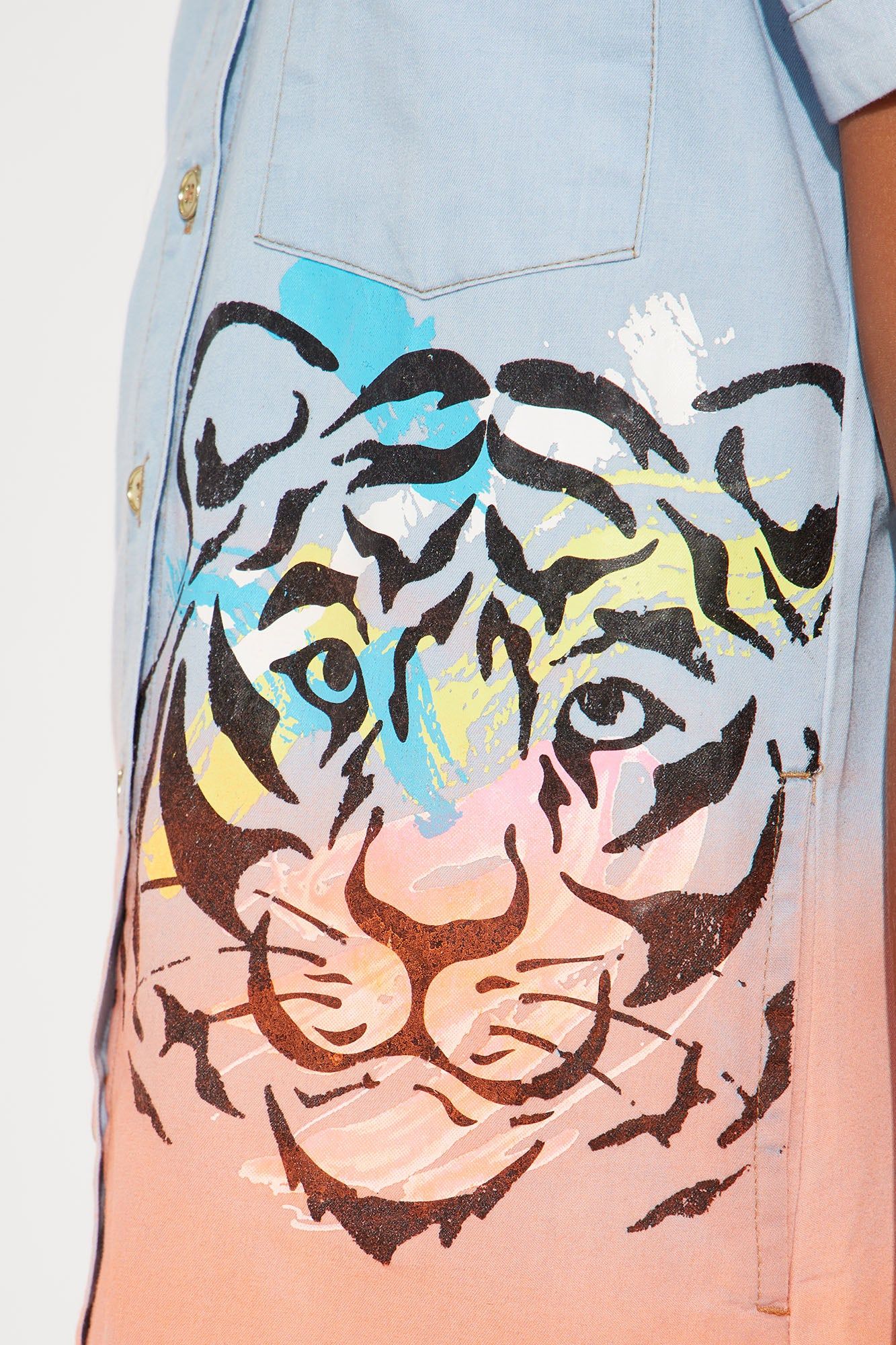 Mini Fierce Tiger Denim Dress - Light Wash sold by Fashion Nova product image thumbnail 3