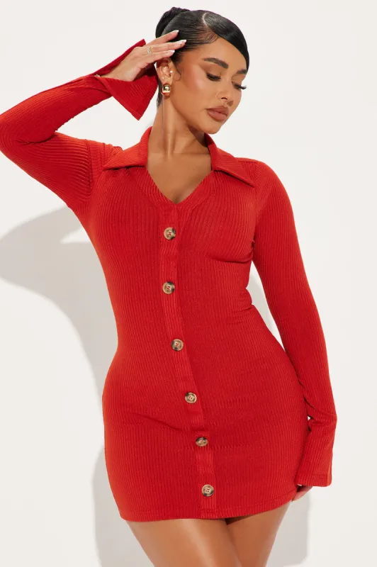 Work From Home Mini Dress - Rust sold by Fashion Nova