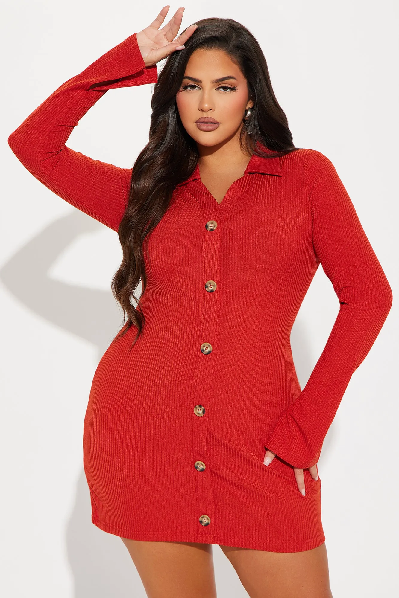Work From Home Mini Dress - Rust sold by Fashion Nova product image thumbnail 5