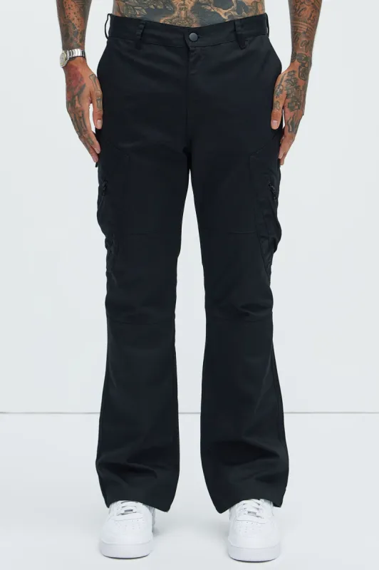 Racer Panel Stacked Slim Flare Pants - Black sold by Fashion Nova