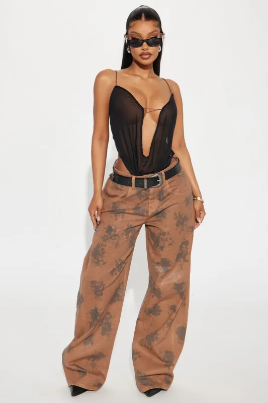 Wild West Washed Barrel-Leg Pant - Brown sold by Fashion Nova