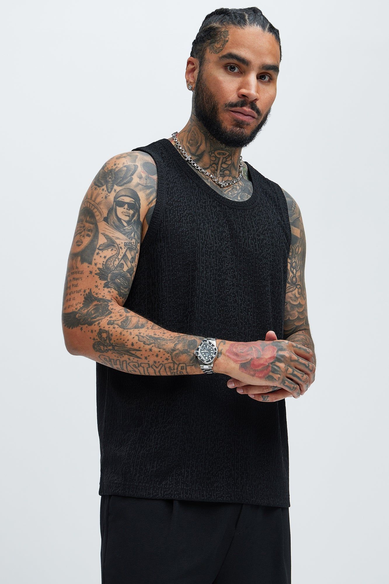 Sleek Textured Tank - Black sold by Fashion Nova