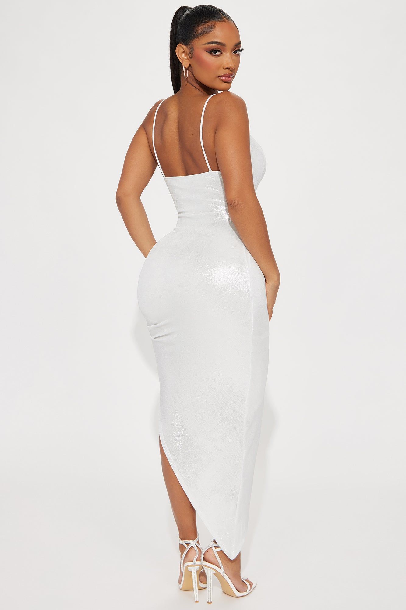 Barbarella Metallic Midi Dress - Silver sold by Fashion Nova product image thumbnail 3