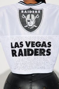 Raiders Fight Song Cropped Mesh Top - White/combo sold by Fashion Nova