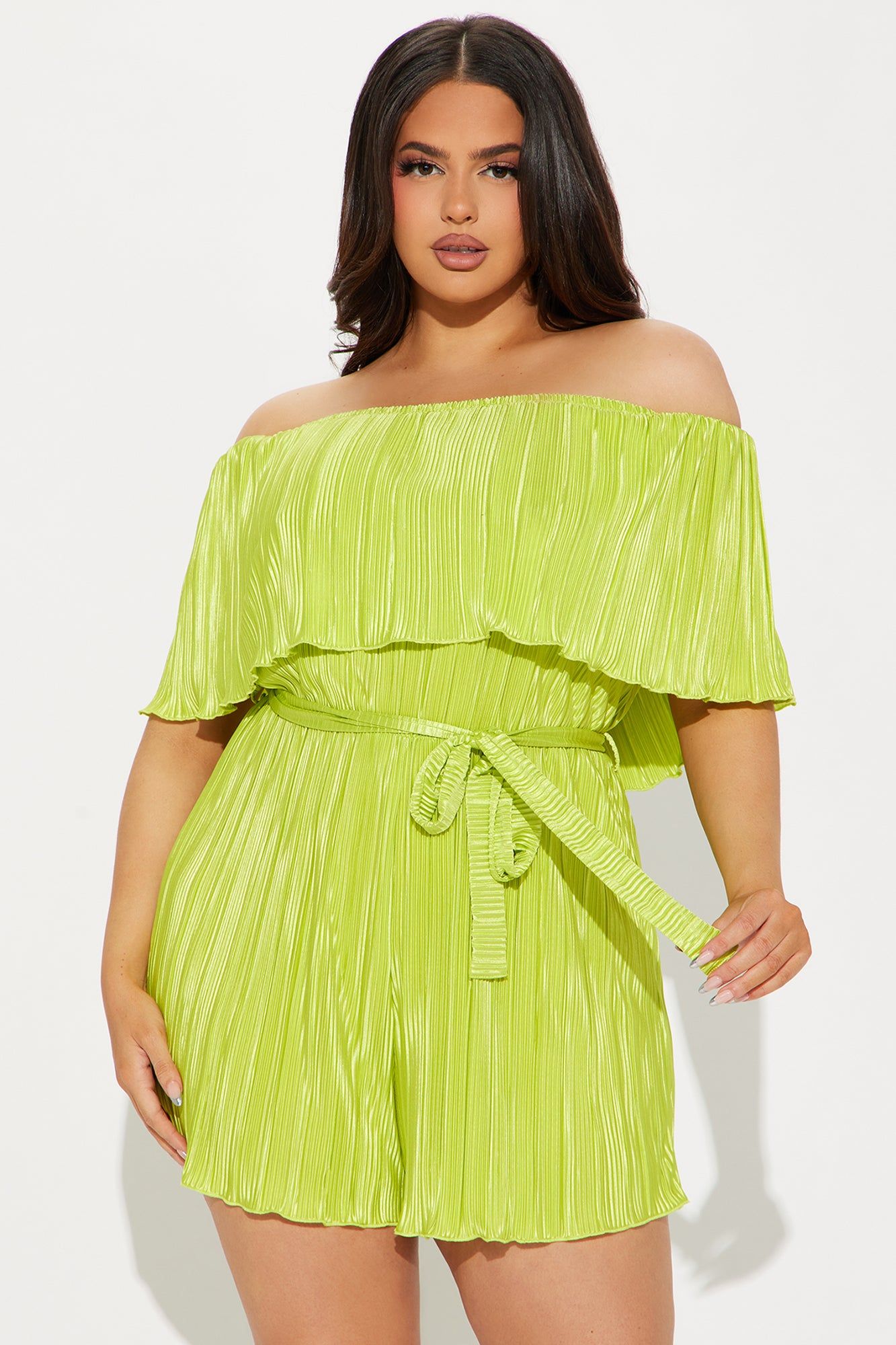 Kelly Plisse Romper - Chartreuse sold by Fashion Nova product image thumbnail 5