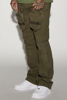 Do It Anyway Stacked Slim Flare Pants - Olive sold by Fashion Nova
