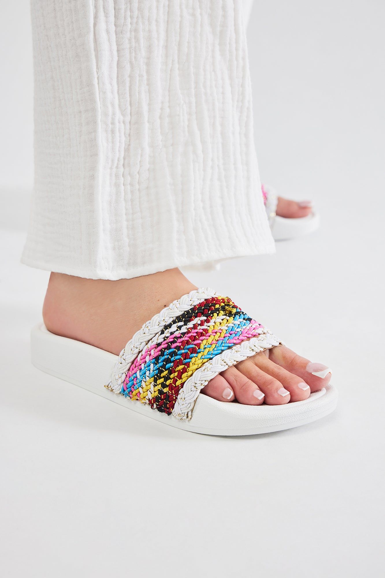 Deena Braided Casual Slides - White sold by Fashion Nova product image thumbnail 3