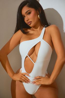 Cut The Line Cutout One Piece Swimsuit - White sold by Fashion Nova