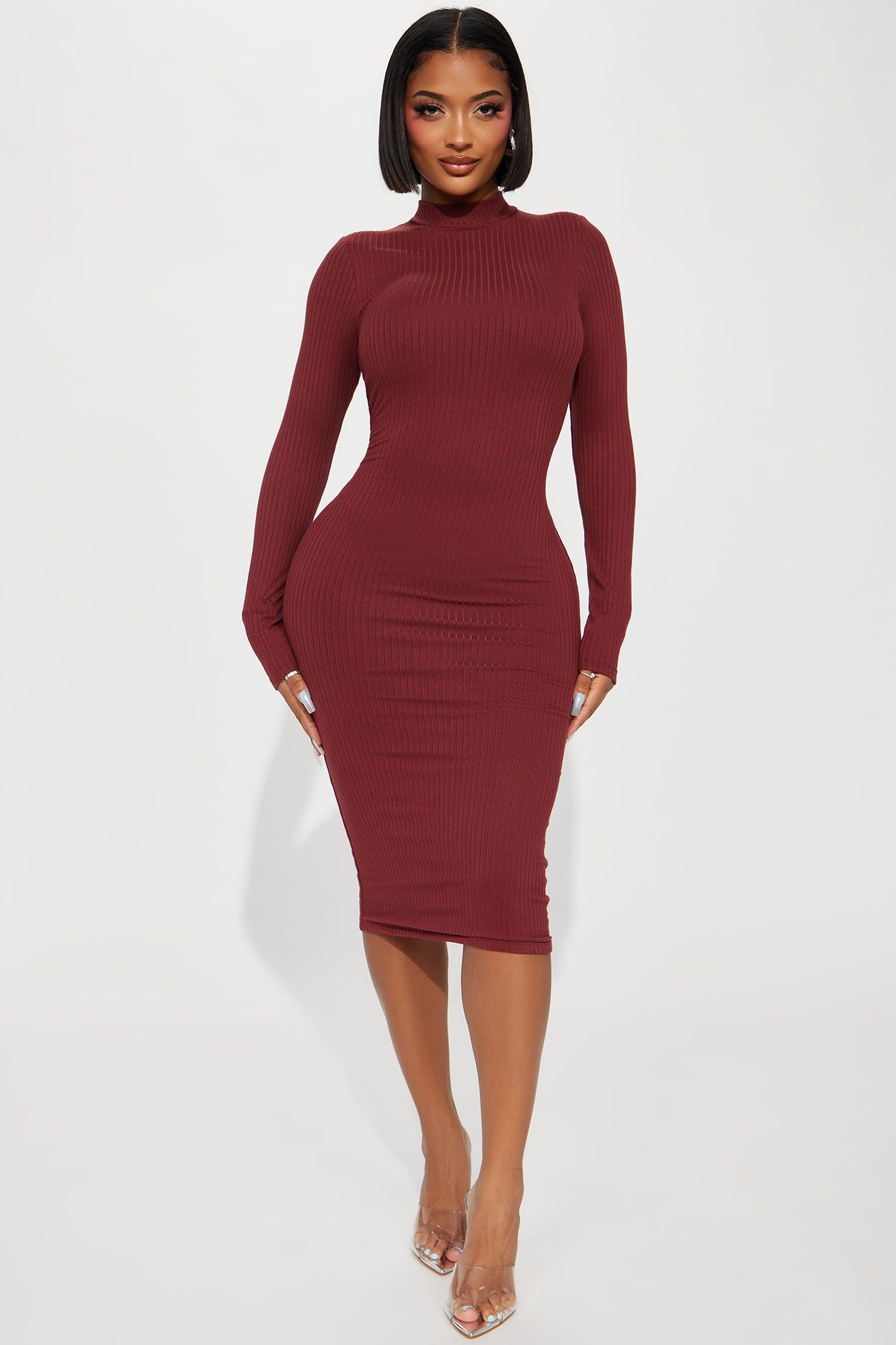 Caroline Double Lined Midi Dress - Wine sold by Fashion Nova
