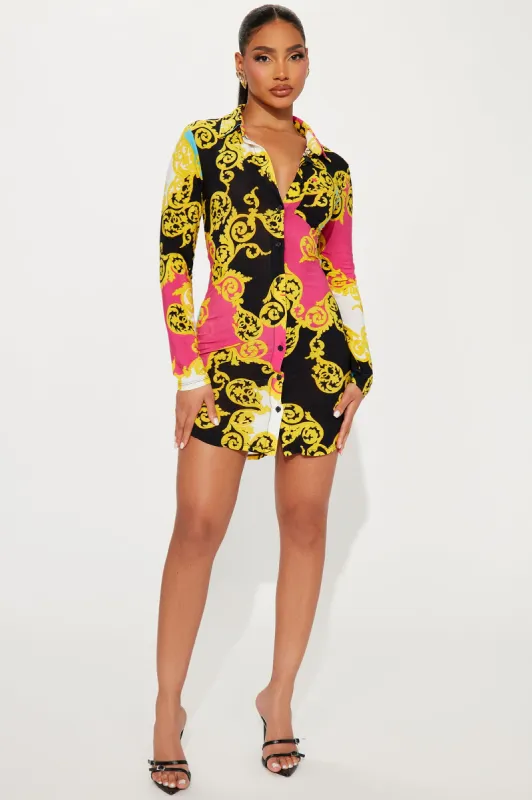 Luxe Legacy Mini Shirt Dress - Multi Color sold by Fashion Nova