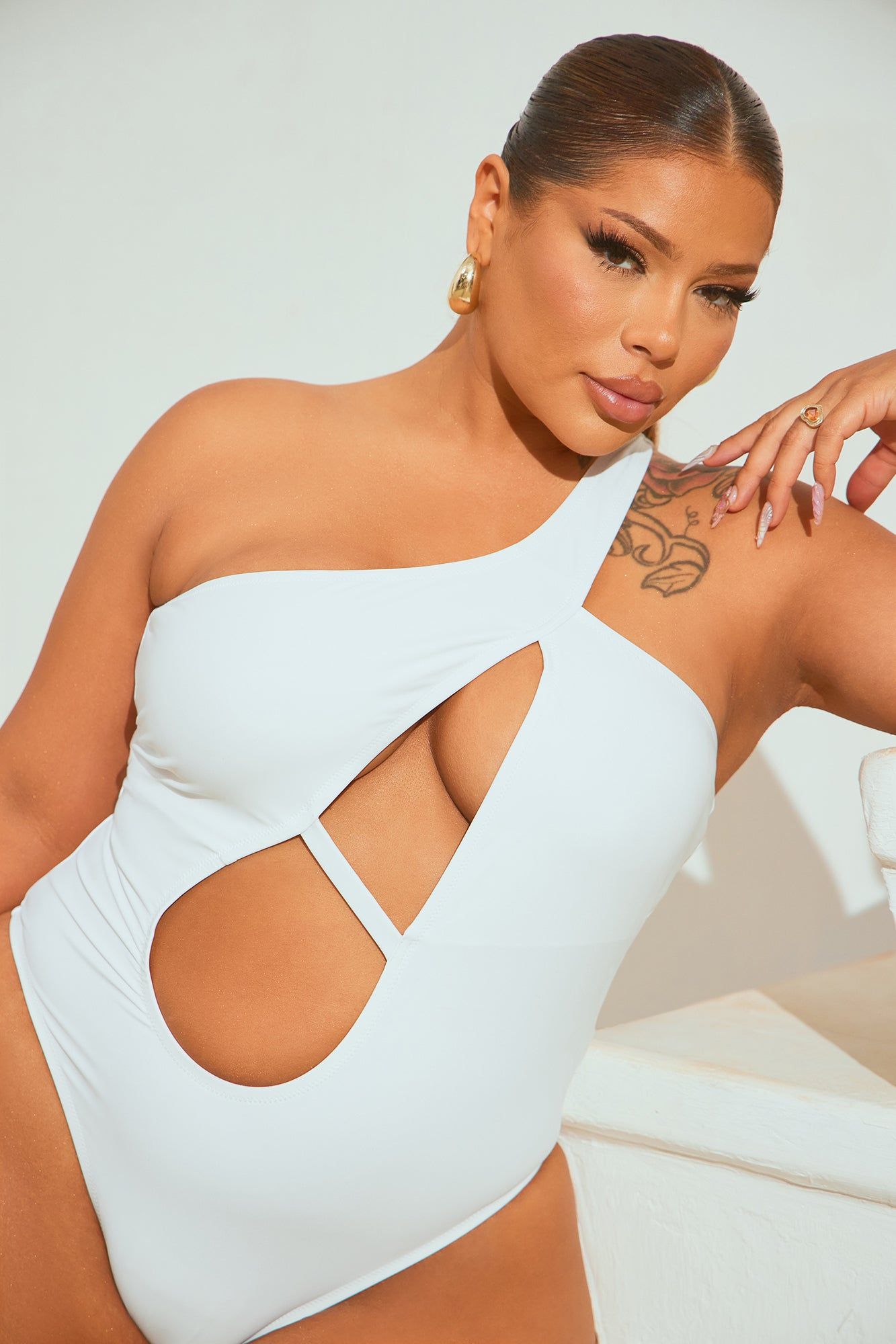Cut The Line Cutout One Piece Swimsuit - White sold by Fashion Nova product image thumbnail 4