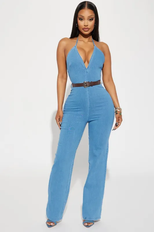 Daydream Denim Jumpsuit - Medium Wash sold by Fashion Nova