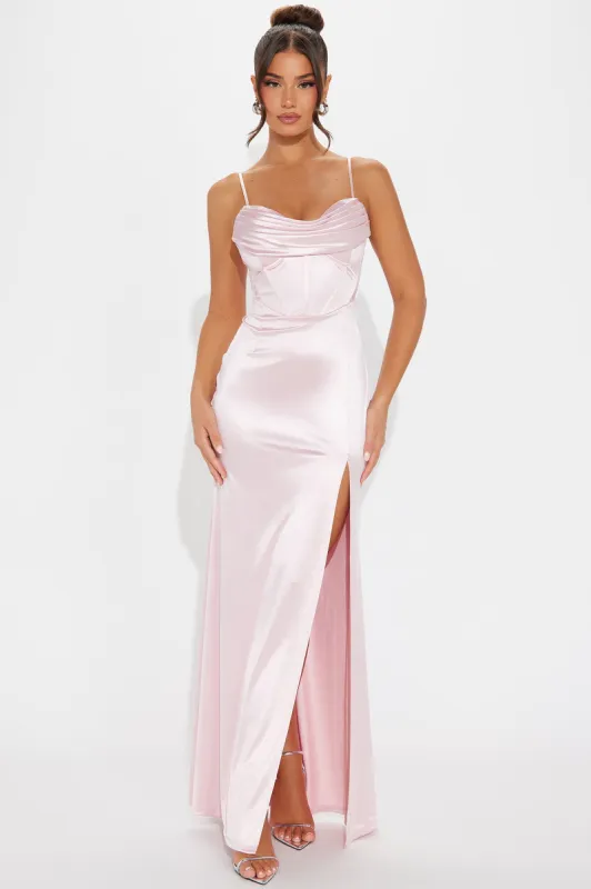 Matilda Satin Gown - Blush sold by Fashion Nova