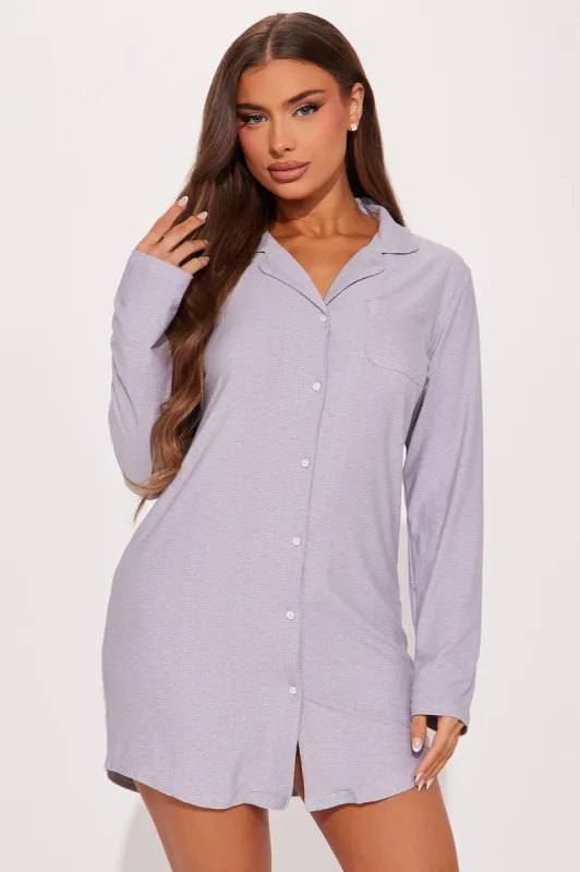 Cozy Moments PJ Sleep Shirt - Grey sold by Fashion Nova