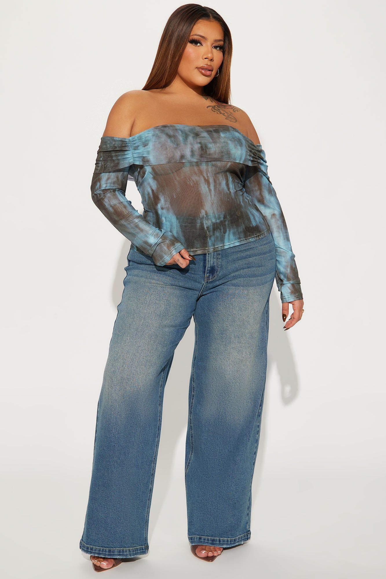 Sunday Love Off Shoulder Top - Blue/combo sold by Fashion Nova product image thumbnail 5