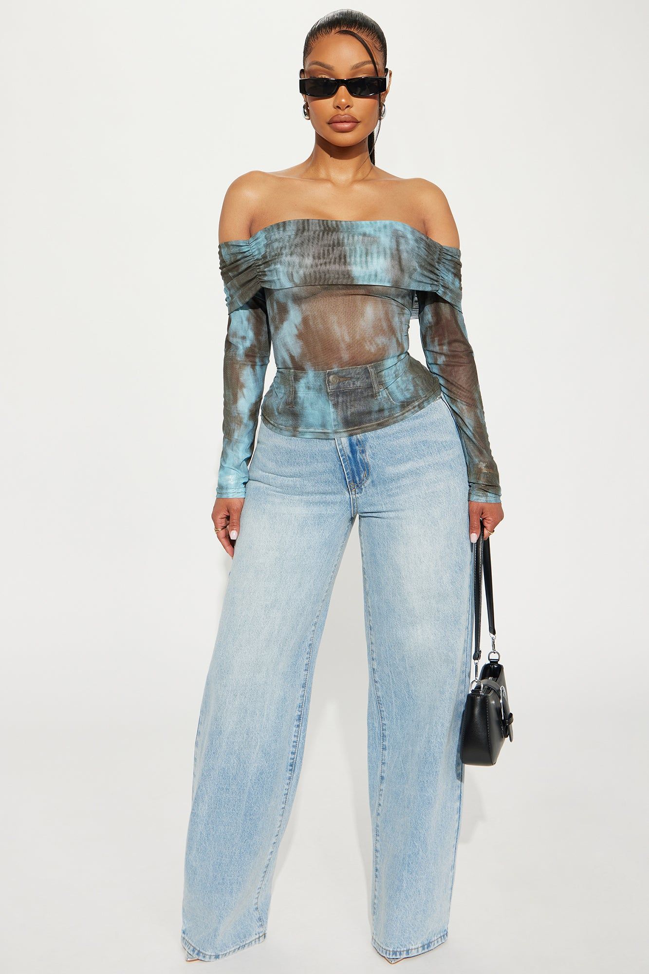 Sunday Love Off Shoulder Top - Blue/combo sold by Fashion Nova product image thumbnail 2