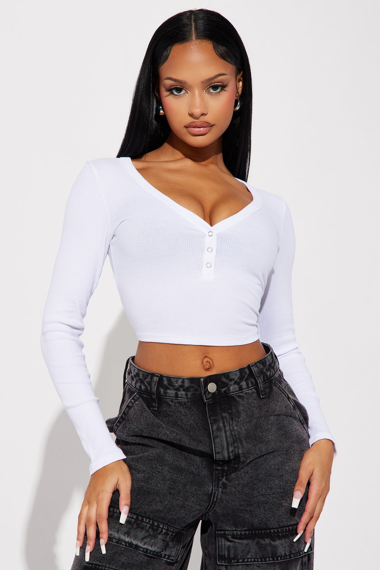 Nikki Ribbed Top - White sold by Fashion Nova