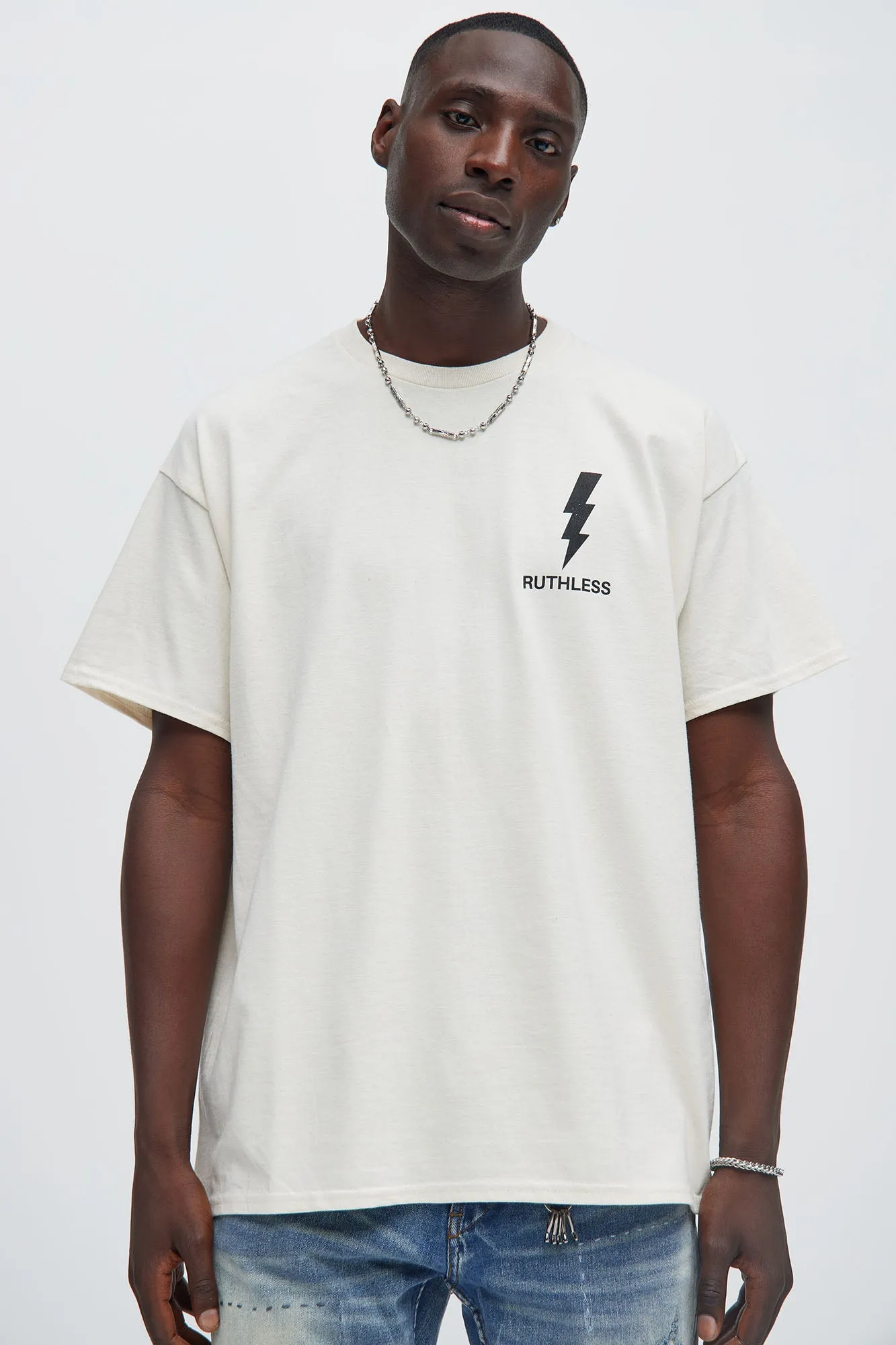 Ruthless Striker Oversized Short Sleeve Tee - Natural/Combo sold by Fashion Nova