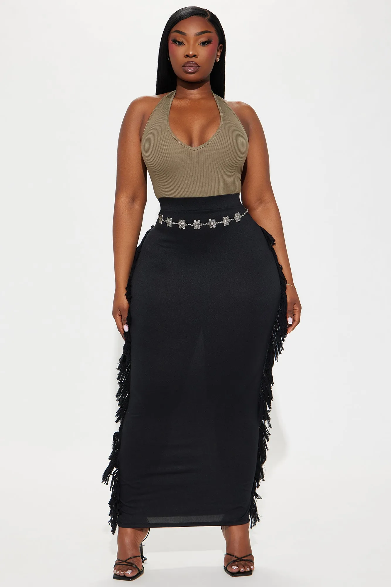 Making Moves Fringe Maxi Skirt - Black sold by Fashion Nova product image thumbnail 4