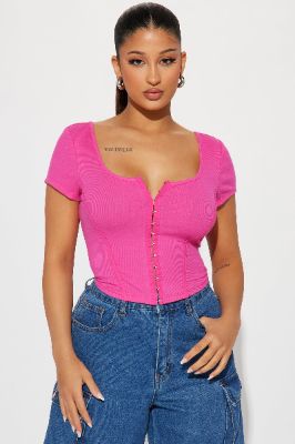 Giselle Rib Top - Fuchsia sold by Fashion Nova