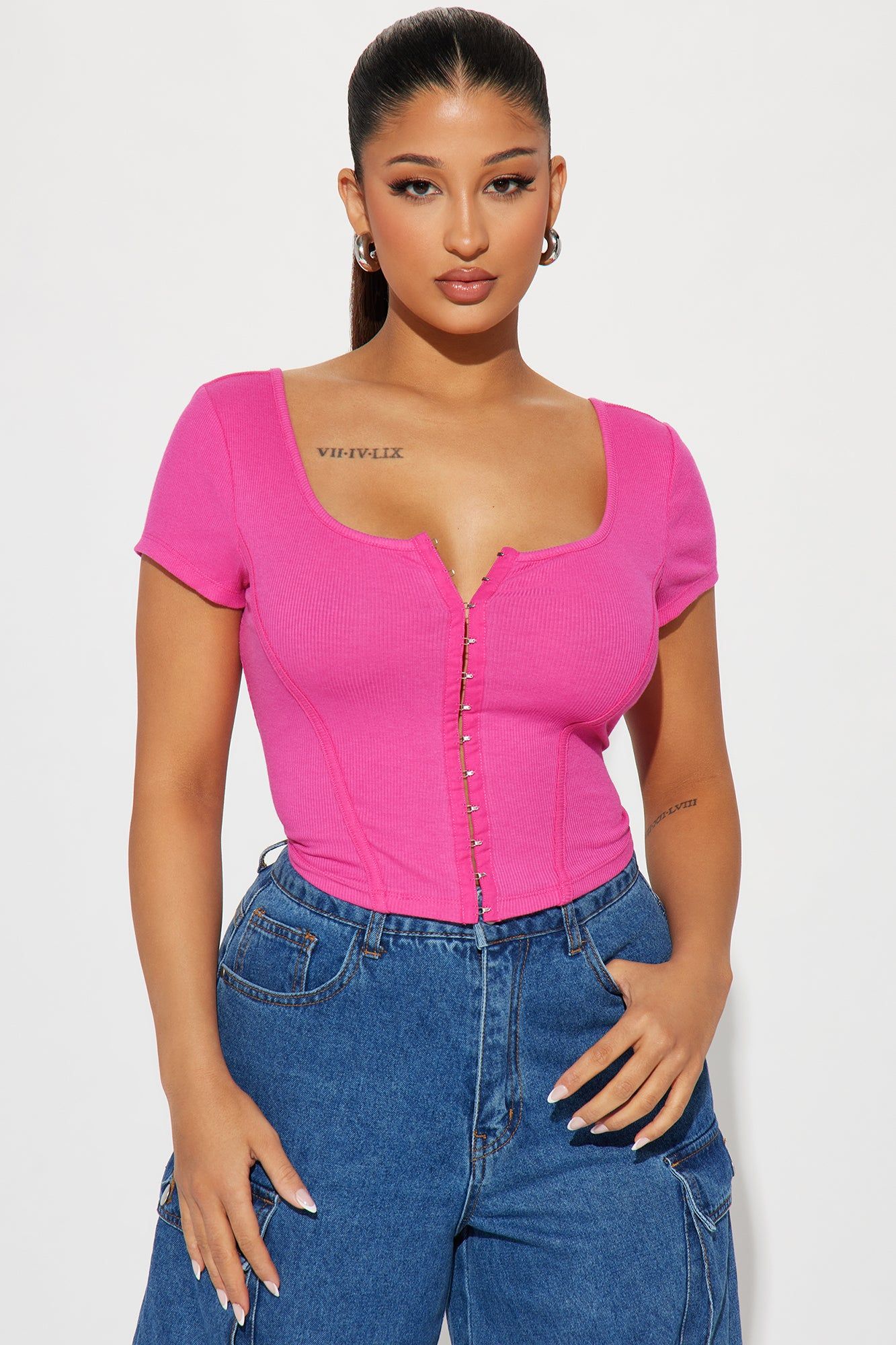 Giselle Rib Top - Fuchsia sold by Fashion Nova