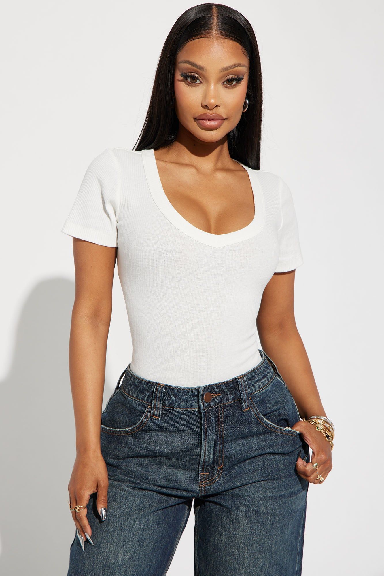 Irene Ribbed Baby Tee - Ivory sold by Fashion Nova
