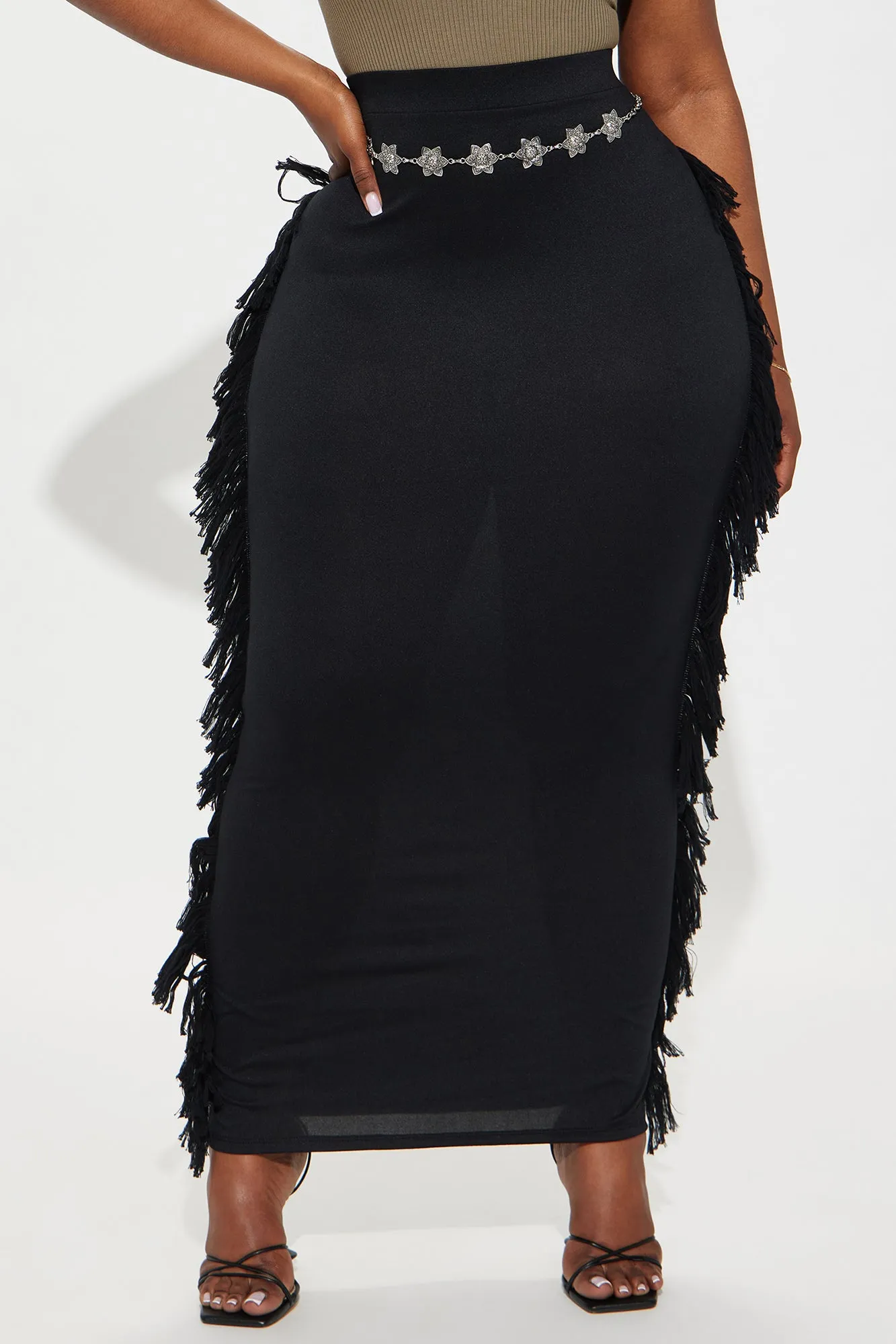 Making Moves Fringe Maxi Skirt - Black sold by Fashion Nova product image thumbnail 5
