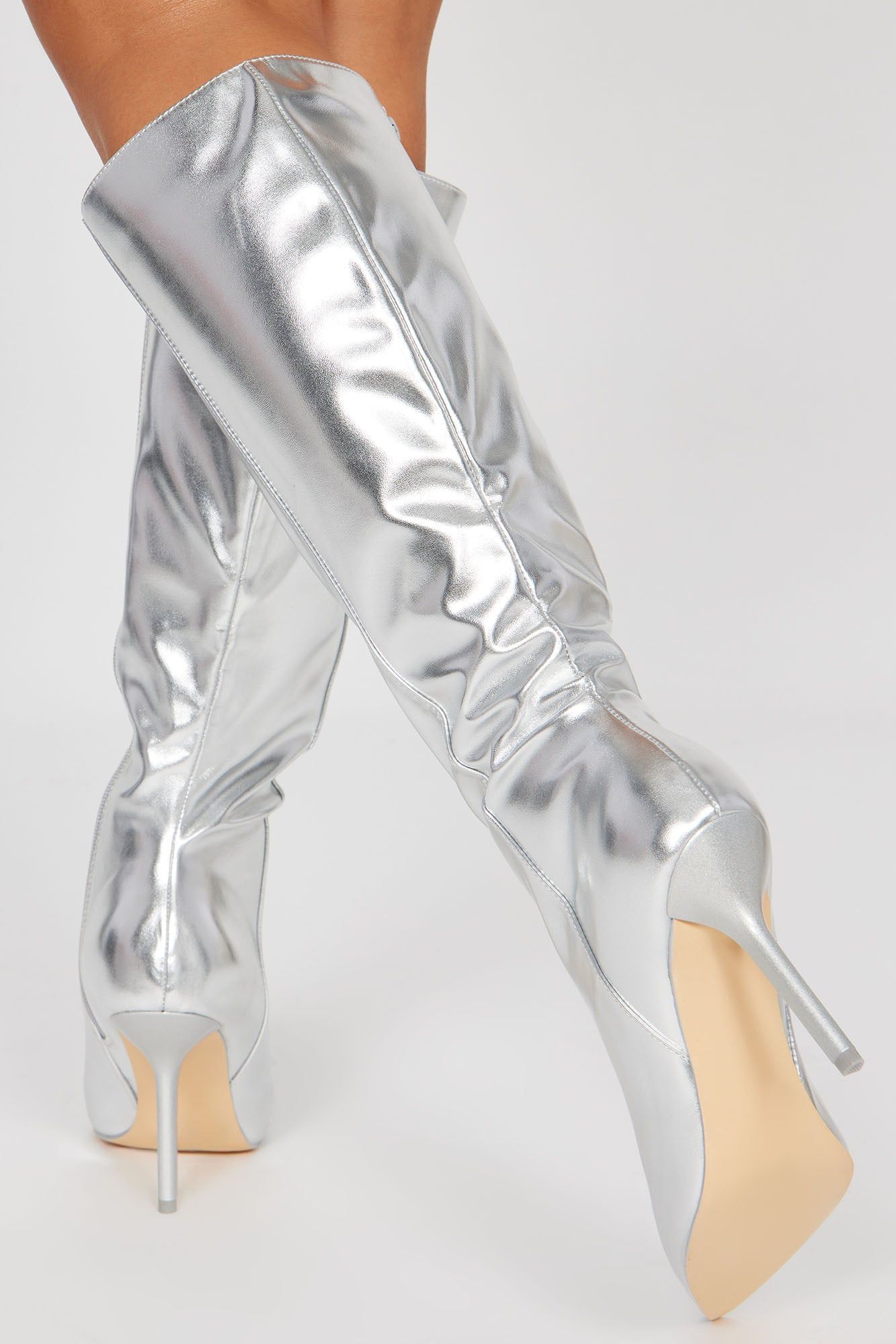 Step Your Game Up Knee High Heeled Boots - Silver sold by Fashion Nova product image thumbnail 4