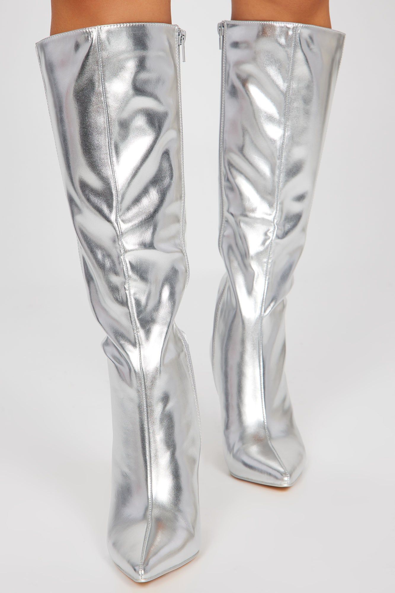 Step Your Game Up Knee High Heeled Boots - Silver sold by Fashion Nova product image thumbnail 3