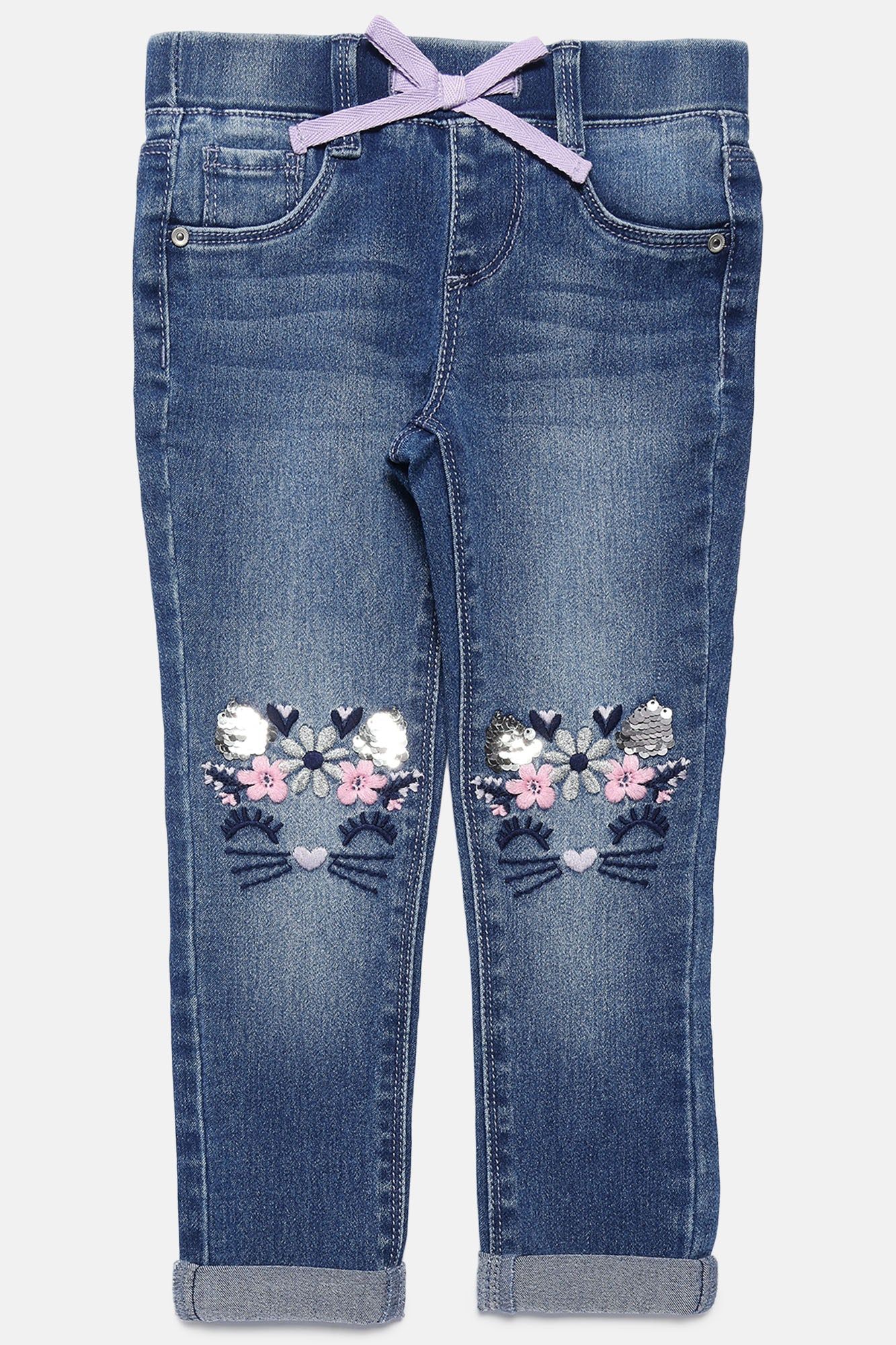 Mini Denim Pull On Cutie Cat Skinny Jeans - Medium Wash sold by Fashion Nova