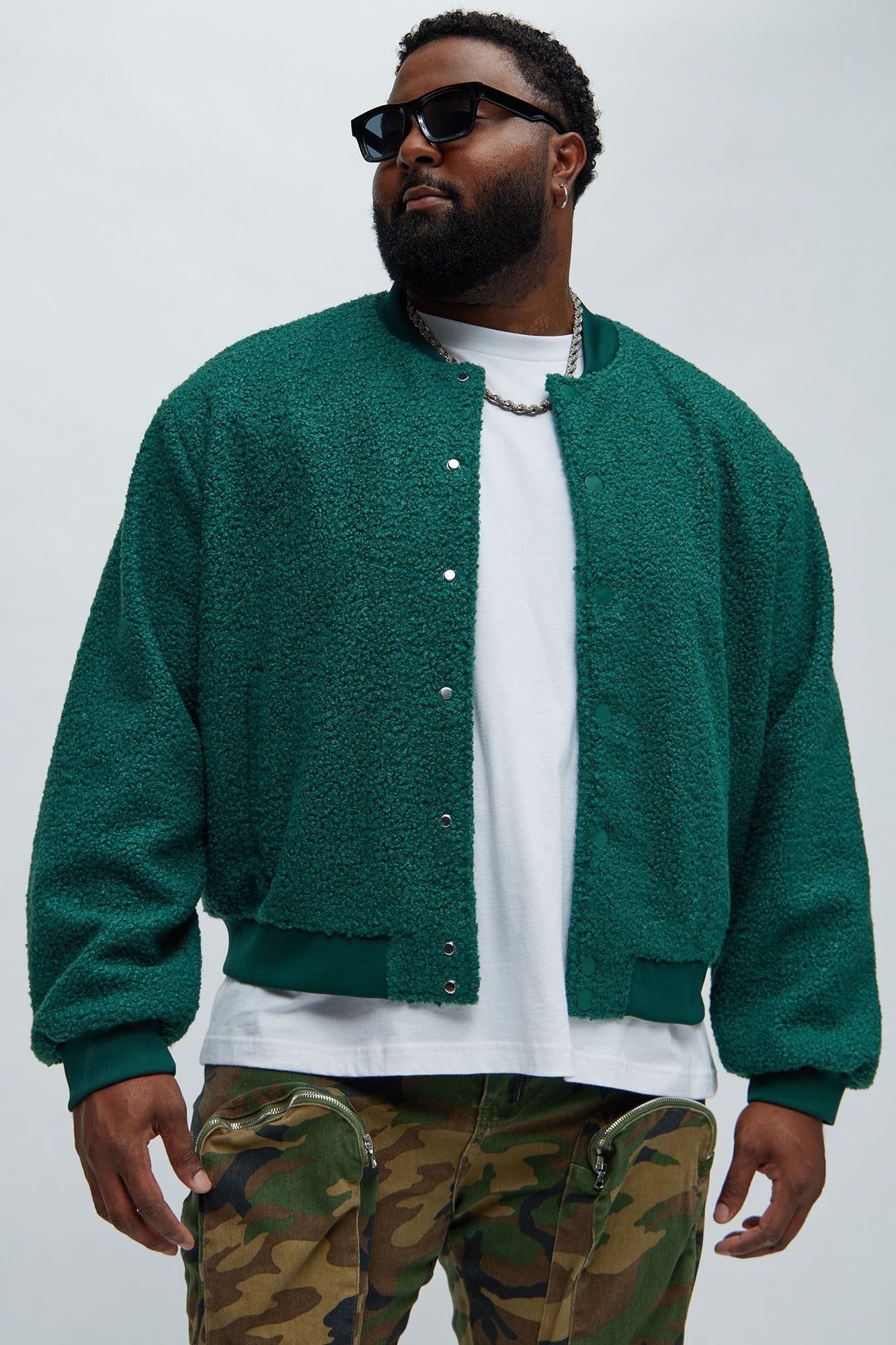 End Up Boucle Varsity Jacket - Green sold by Fashion Nova product image thumbnail 5