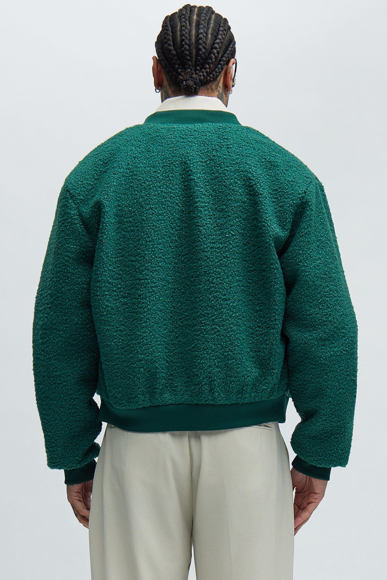 End Up Boucle Varsity Jacket - Green sold by Fashion Nova product image thumbnail 4