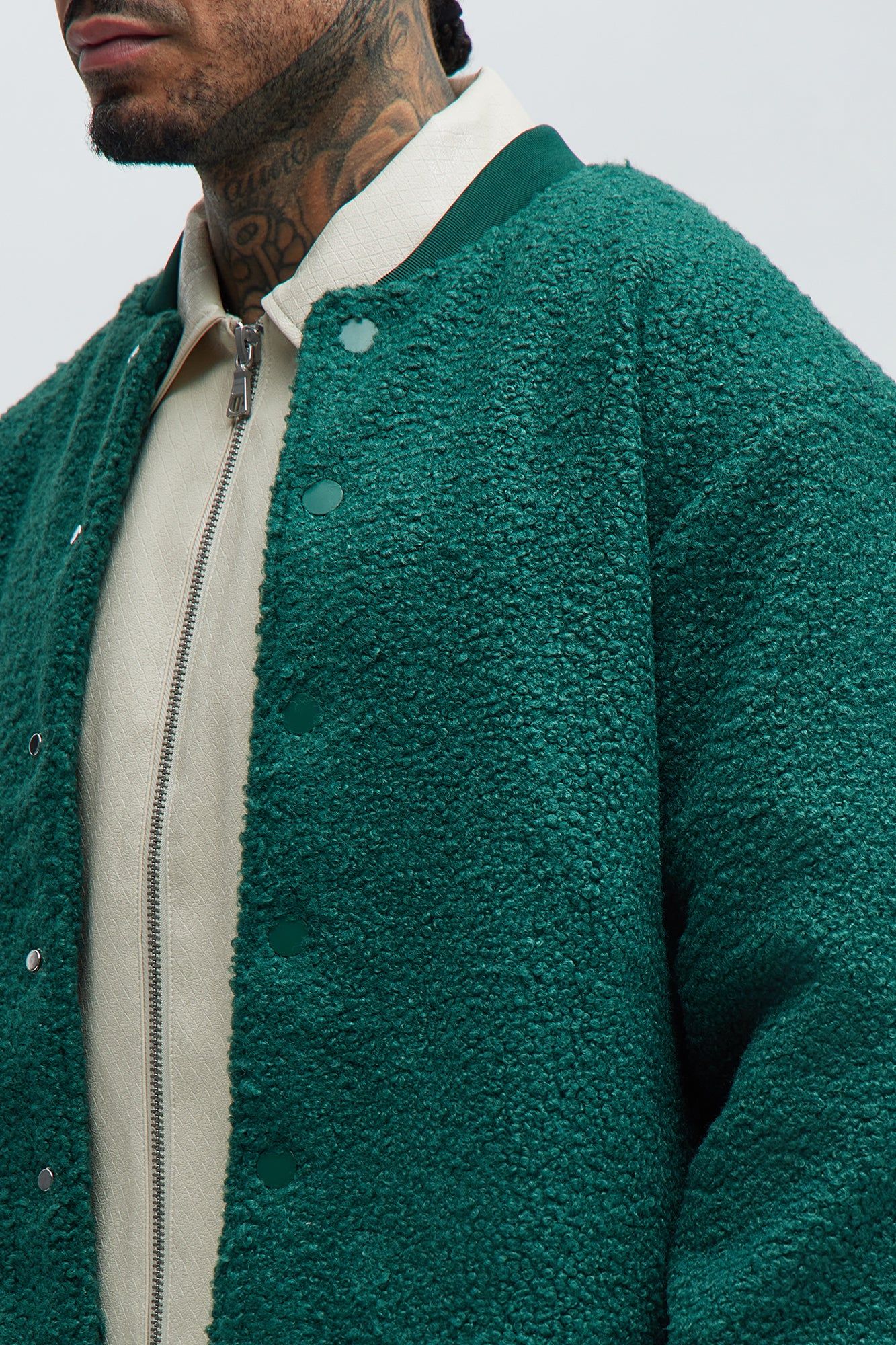 End Up Boucle Varsity Jacket - Green sold by Fashion Nova product image thumbnail 3