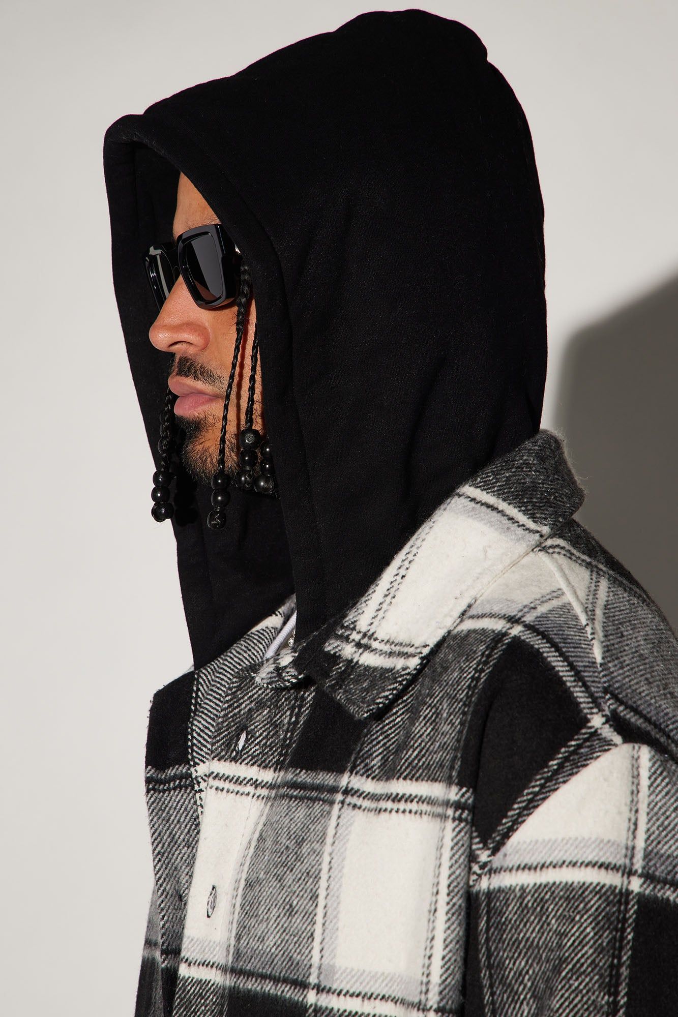 Chopping Block Hooded Shacket - Black/combo sold by Fashion Nova product image thumbnail 3