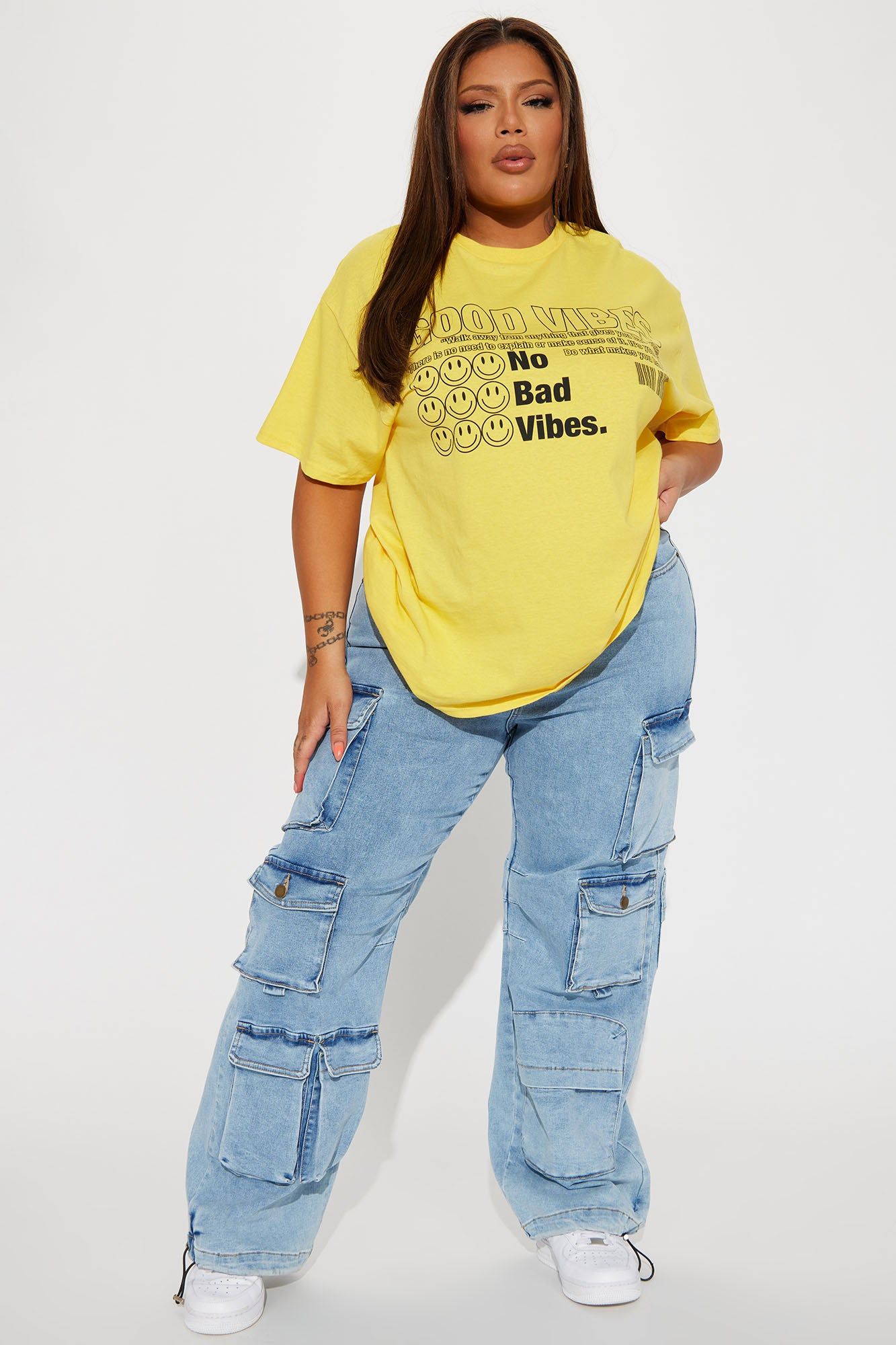 No Bad Vibes Smiley T-Shirt - Mustard sold by Fashion Nova product image thumbnail 5