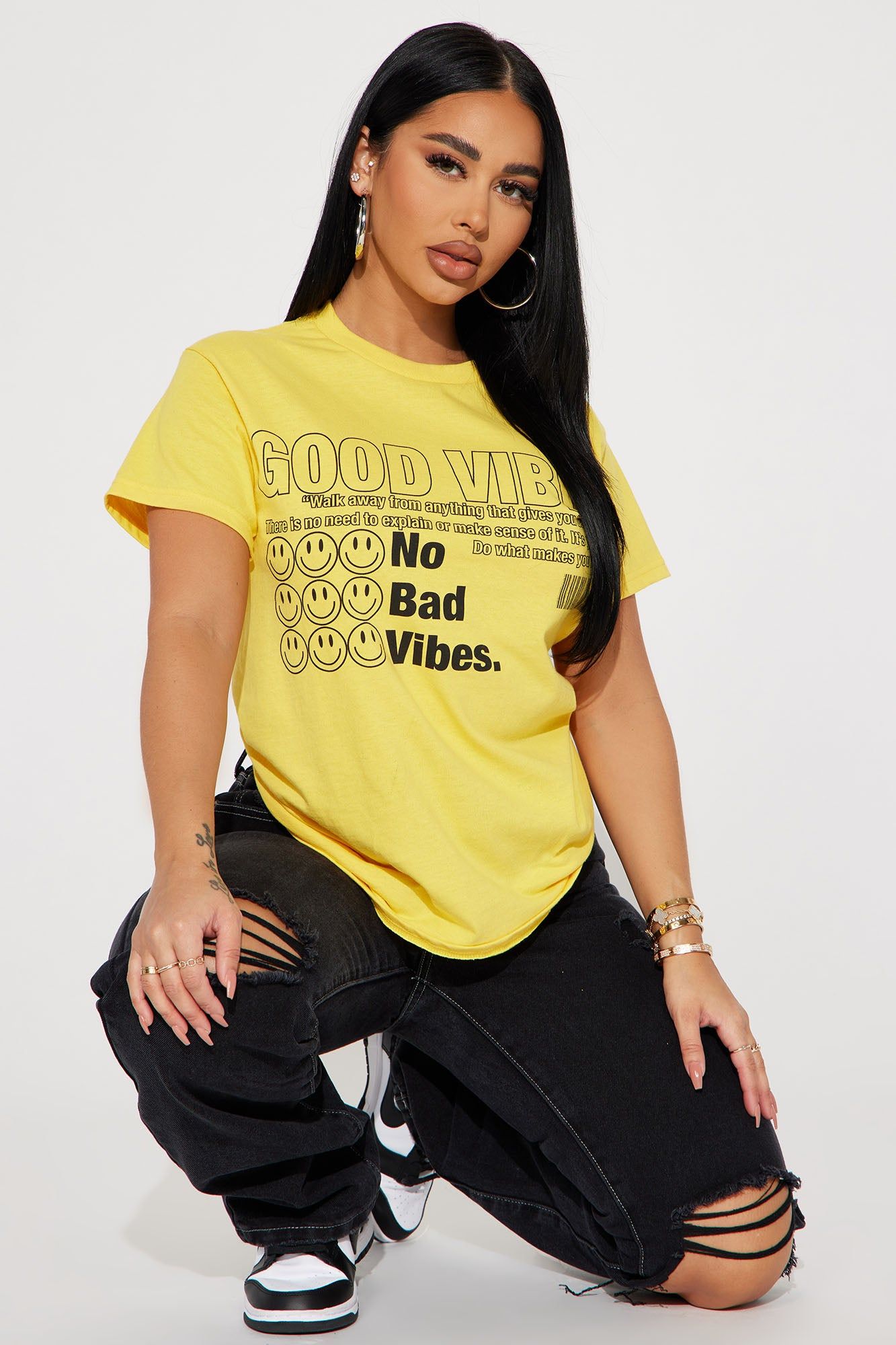 No Bad Vibes Smiley T-Shirt - Mustard sold by Fashion Nova product image thumbnail 2