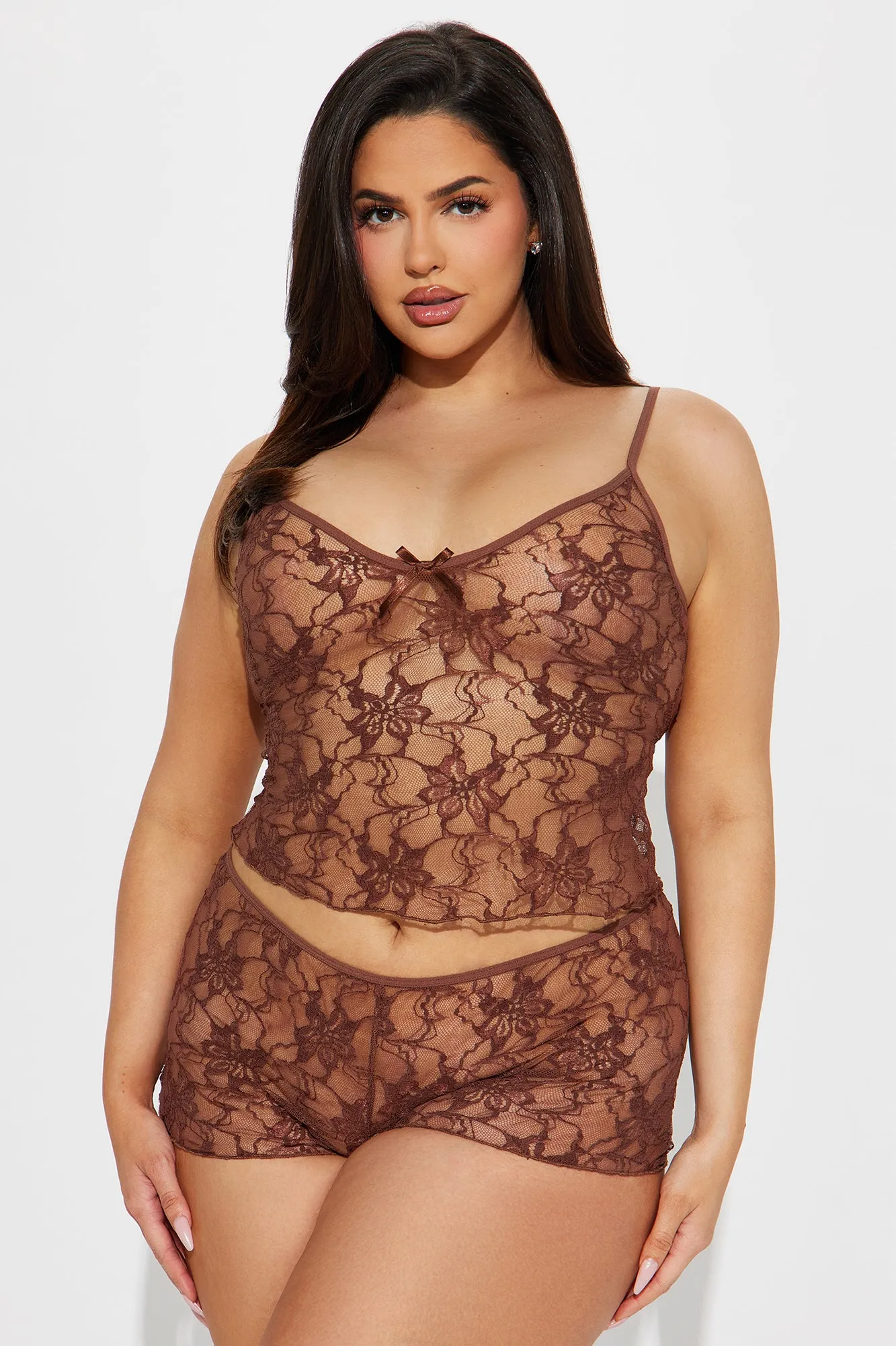 Sultry Moments Lace Cami Set - Chocolate sold by Fashion Nova product image thumbnail 4