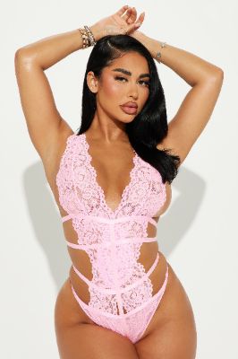 Wrap Me In Lace Teddy - Pink sold by Fashion Nova