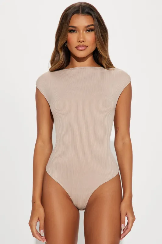 Mariella Ribbed Bodysuit - Taupe sold by Fashion Nova