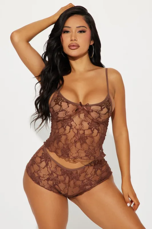 Sultry Moments Lace Cami Set - Chocolate sold by Fashion Nova