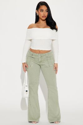 I Don't Care Flare Pant - Sage sold by Fashion Nova