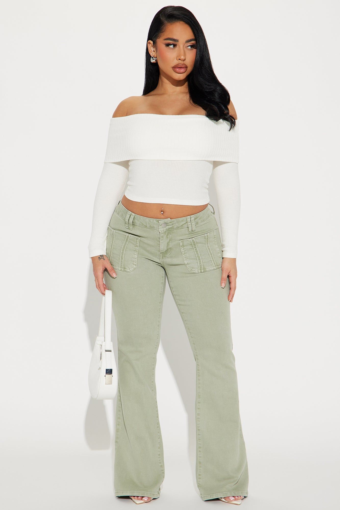 I Don't Care Flare Pant - Sage sold by Fashion Nova