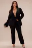 Clarissa Embellished Feather Blazer Suit Set - Black sold by Fashion Nova